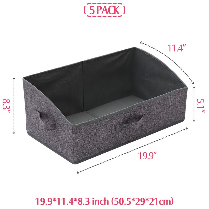 TENABORT 5 Pack Trapezoid Large Foldable Closet Storage Bins with Handle, Fabric Storage Organizer Cube Cloth Containers Linen Box Shelf Baskets for Clothes Clothing Shelves Wardrobe - Image 2